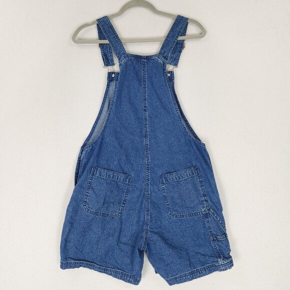 Woolrich Overalls Womens Small Denim Jean Shorts Romper 90s Shortalls Casual - Picture 10 of 11
